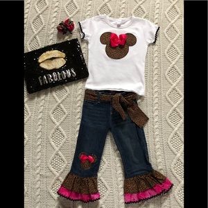 EUC-Boutique custom Minnie top and jean set